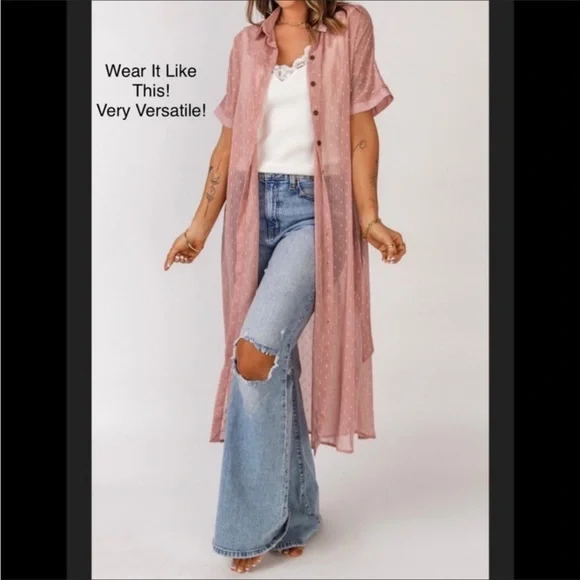 #49 White Kimono/Duster w/Bubble Sleeves - Picture 3 of 6